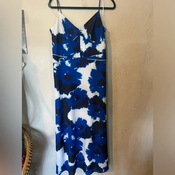Banana Republic Maxi NWT Floral Blue and Black Dress - Picture 4 of 9